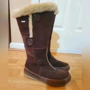 Tecnica Brown Suede Leather Boot Fleece Faux Fur Winter Boots, Size 7.5